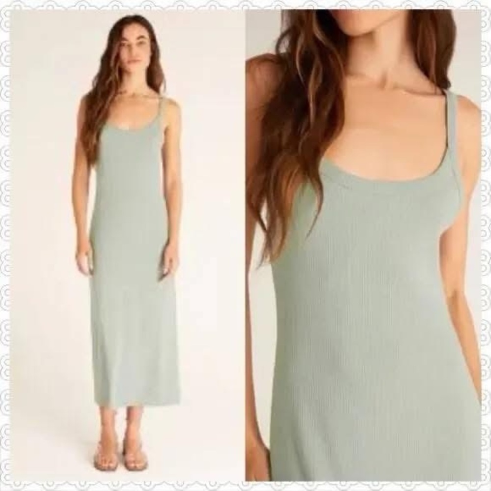Z Supply melody midi maxi dress NWT Sage green grey silver stretchy Small